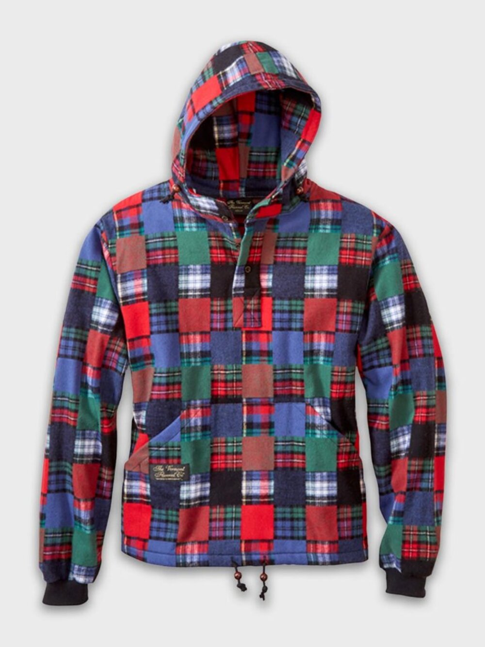 Vermont Flannel Company Luxury Hooded Patchwork Flannel Pullover size Small